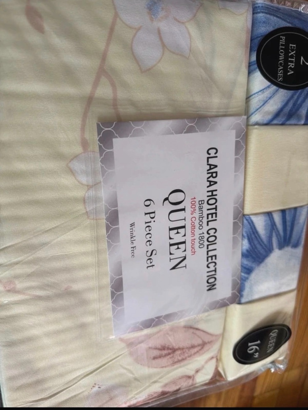 Hotel Collection Floral Cream and Blue Sheet Set